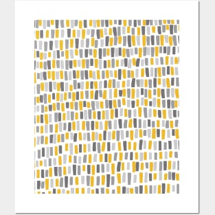Grey and Mustard Yellow Lines and Stripes Posters and Art